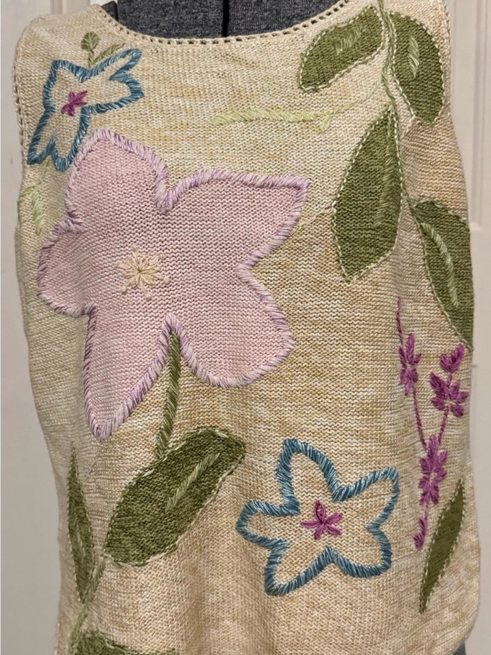 Embroidered Floral Linen-Blend Sweater